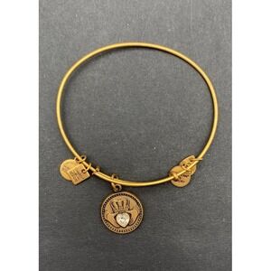 Alex and Ani Claddagh Charm Gold Tone Adjustable Bangle Bracelet